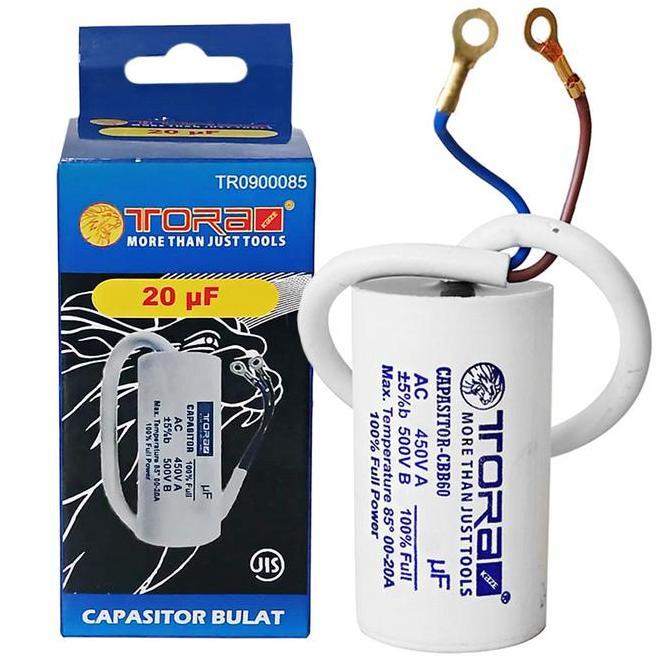 TORA Kapasitor CBB60 Bulat Putih 20 uF - Capasitor CBB60 Run 450V AC