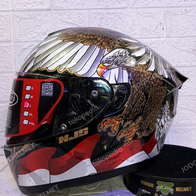 HELM NJS ZX1 MOTIF GARUDA BLACK DOUBLE VISOR|NJS ZX1