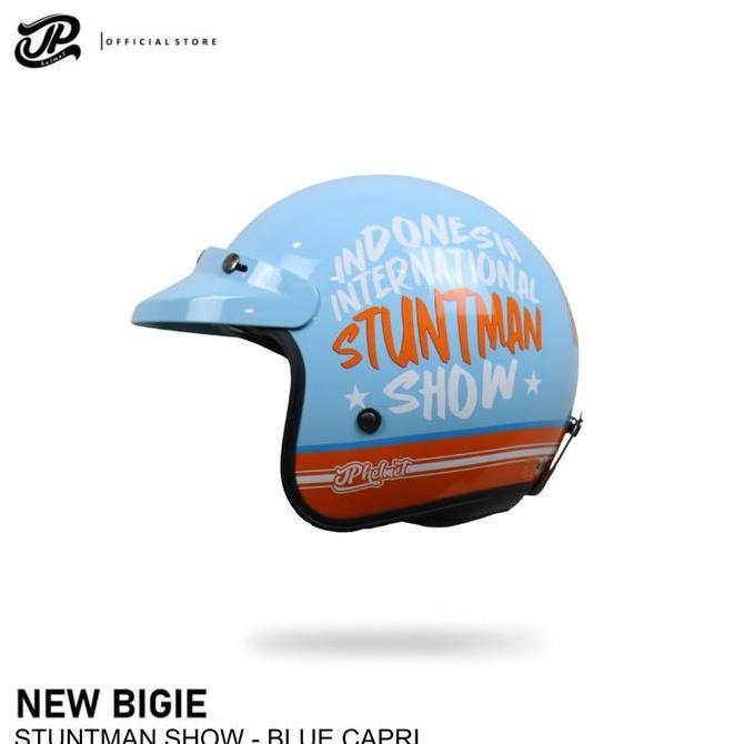 Helm JP Retro New Bigie Stuntman Show - Blue Capri