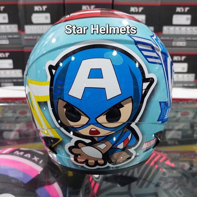 Helm Anak MDS R3 Junior Captain America #3 Blue Pastel