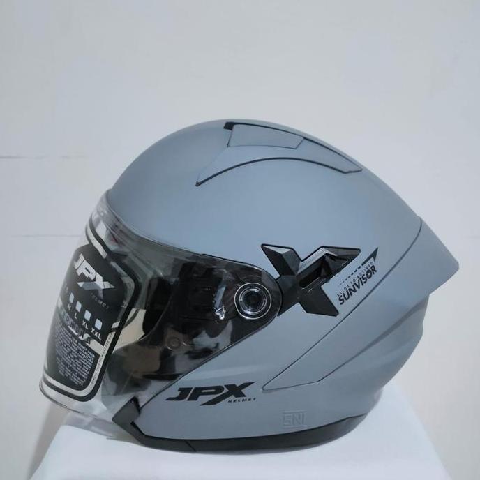 HELM JPX NOVA X SOLID DARK GREY DOFF DOUBLE VISOR HALF F