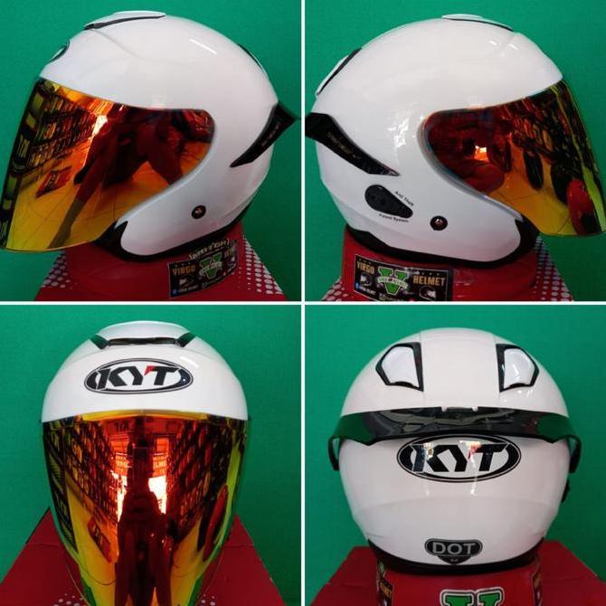 KYT HELM KYOTO SOLID WHITE+VISOR VENOM+SPOILER PAKET GANTENG