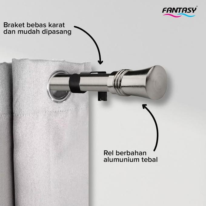 NEW FANTASY CURTAIN ROD BATANG REL GORDEN JENDELA 60-250 CM BAHAN BESI ADJUSTABLE MINIMALIS FLEKSIBE