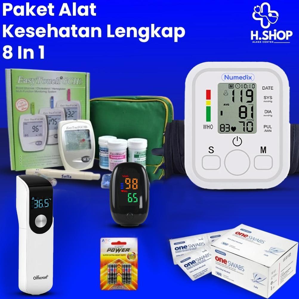 Paket Kesehatan 5 in 1 Alat Kesehatan Lengkap GCHB Easy Touch 3 in 1 Oxymeter Termometer Tensimeter 