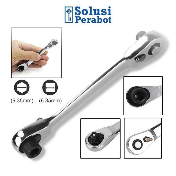 Mini Ratchet Socket 2 in 1 SP / Kunci Sok 6.35mm Pas Ring L