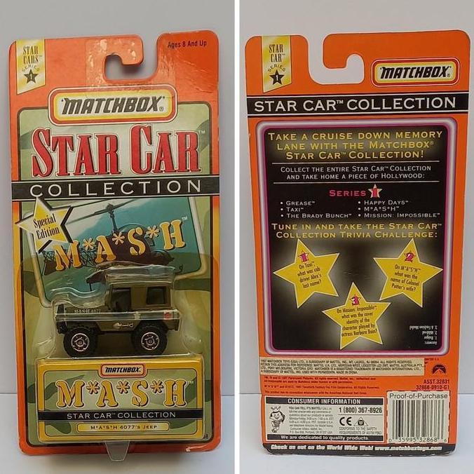 matchbox M*A*S*H 4077's jeep 4x4 willys wrangler laredo star car collection (s)