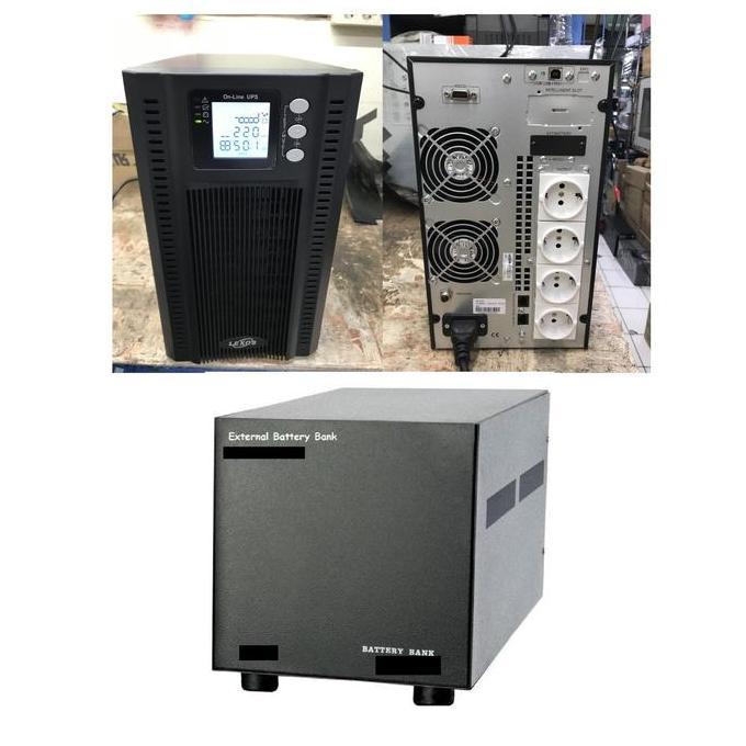 ONLINE UPS LEXOS 2000 VA + EXTERNAL BATTERY BANK 48V 33AH Murah
