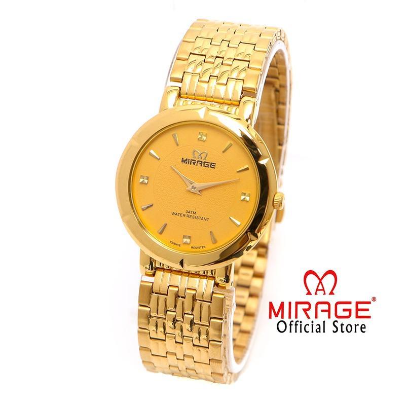 Mirage Original Jam Tangan Wanita Kasual Simple Analog Rantai Gold Emas Anti Karat 7033 M Bergaransi