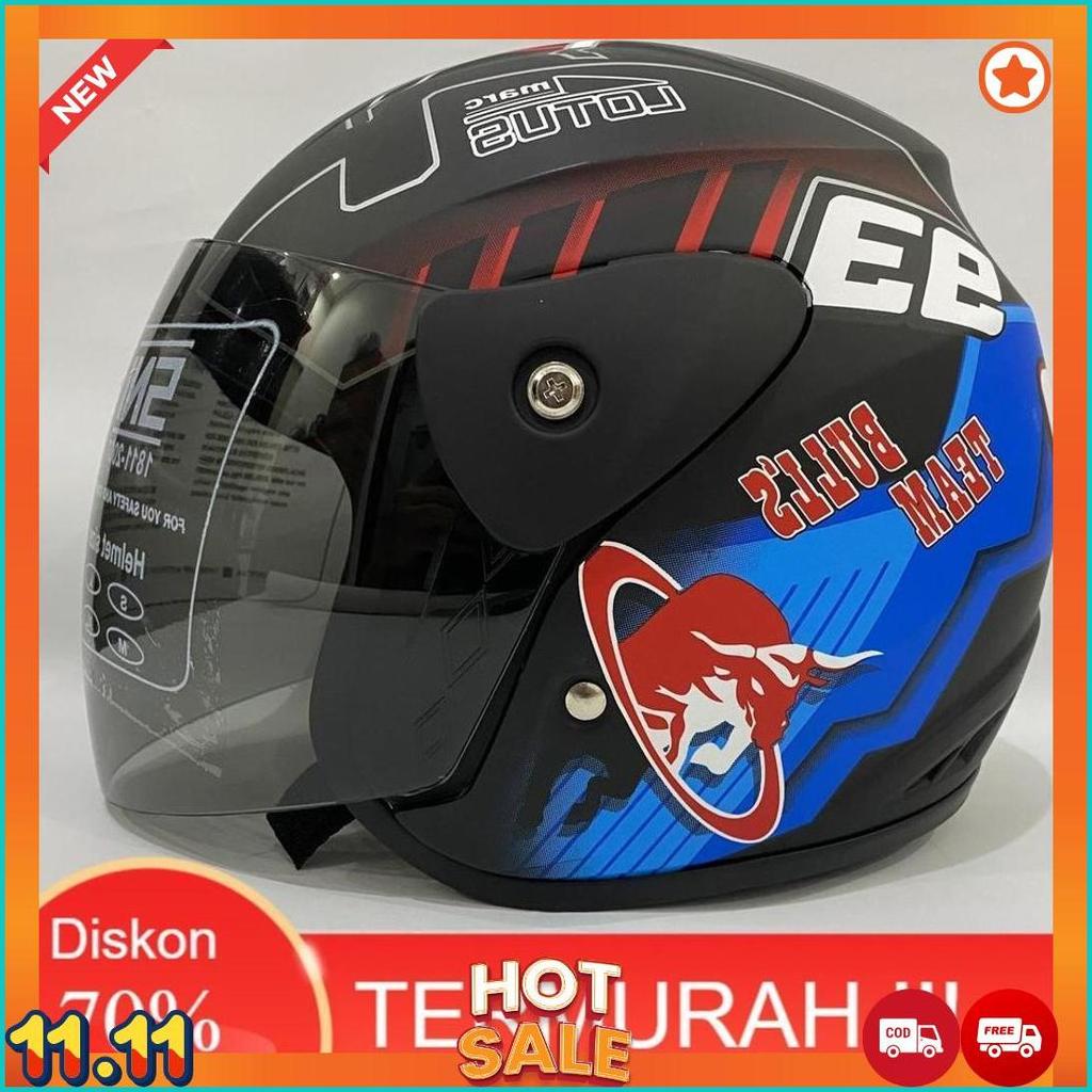 3.3 Helm Evo Semut Hitam Biru Doff Helem Nuvo Helmet Sni Dewasa Cod