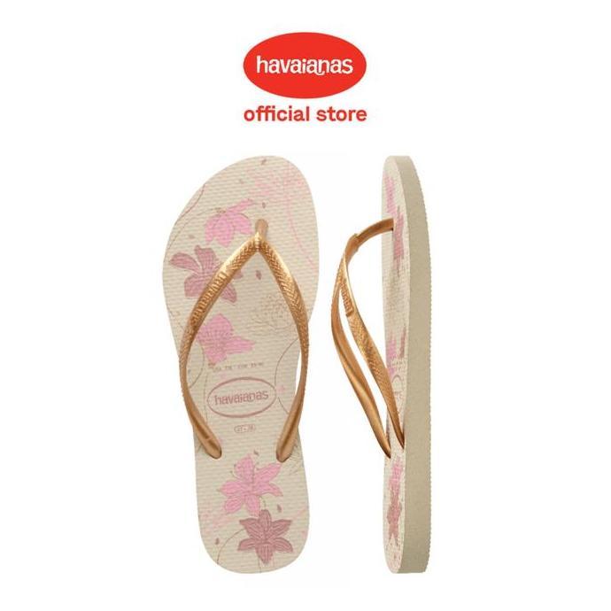 SUMBERRESI9 - HAVAIANAS 1685 SLIM ORGANIC BEIGE GOLDEN SANDAL WANITA ORIGINAL