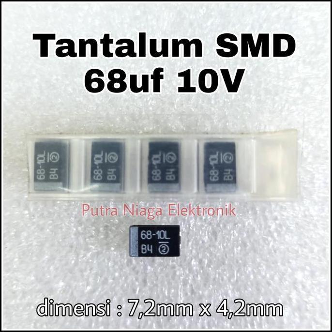 Terbaru (1) Kapasitor SMD 68uf 10V Tantalum Capacitor 686 elco 68 uf putran1a Murah
