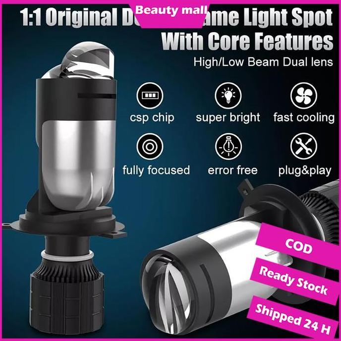 SIAP LOWER PRICELampu LED Headlamp Projie H4 Led 50W Lampu Super Terang Lensa Mobil Motor Universal 