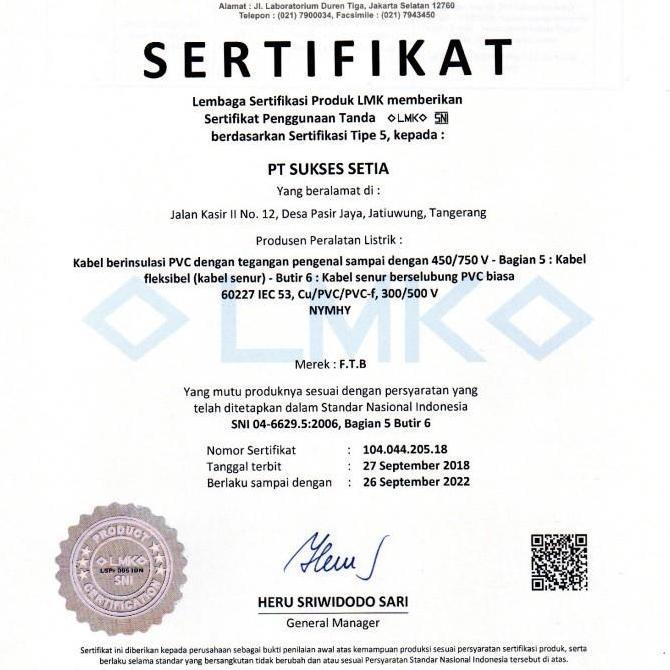 TKCB SNI FTB KABEL NYMHY 2x1.5 Sqmm 500V 50M( H05VVF RVV Kabel Listrik Serabut NYMHY 2x1,5mm NYMHY 2