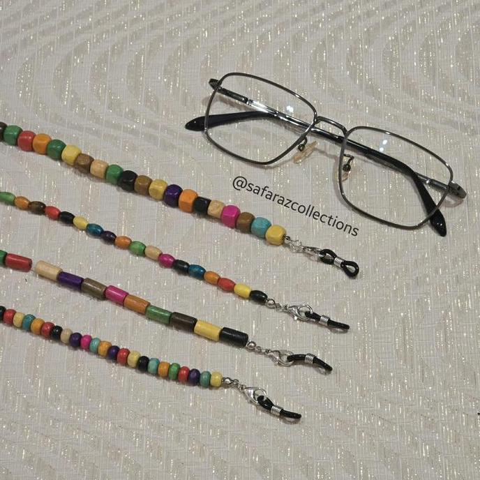 Tali Kacamata / Strap Holder / Kalung Masker 2in1 Manik Bambu Rainbow Pelangi