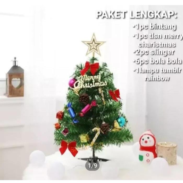 Pohon Natal Ukuran 60 Cm Lengkap Aksesoris / Pohon Natal Polos Hiasan Lampu