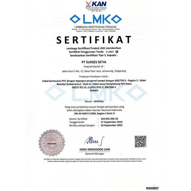 SNI CENTRAL NYMHY 2x1.5 mm 500V Meteran( H05VVF RVV Kabel Listrik Lentur NYMHY 2 x 1,5mm NYMHY 2 x 1