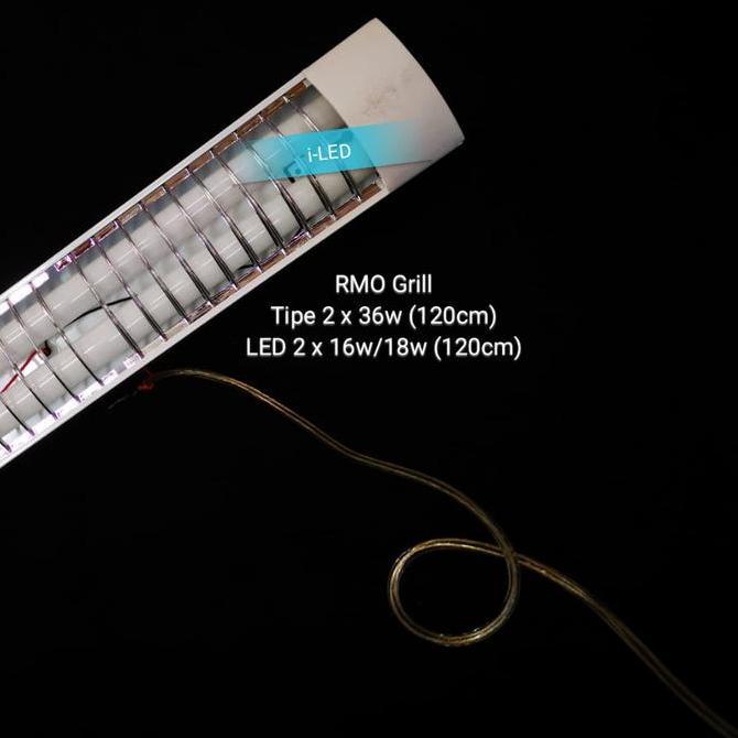 TERMURAH - Kap Lampu RMO Grill Reflektor 2 x 36w 120cm TL LED T8 2 x 16w Outbow