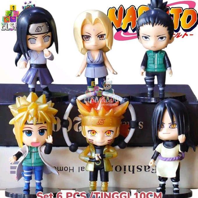 Action Figure Naruto Set 6 Chibi Tinggi 10cm Karakter Orochimaru / Neji Hyuga / Tsunade / Minato / S