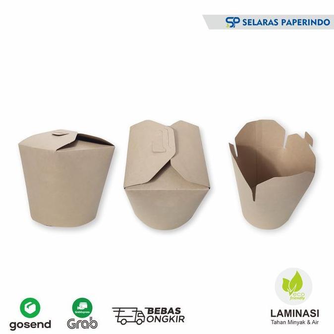 New- food pail mangkok rice box kraft take away box tempat makan paper rice