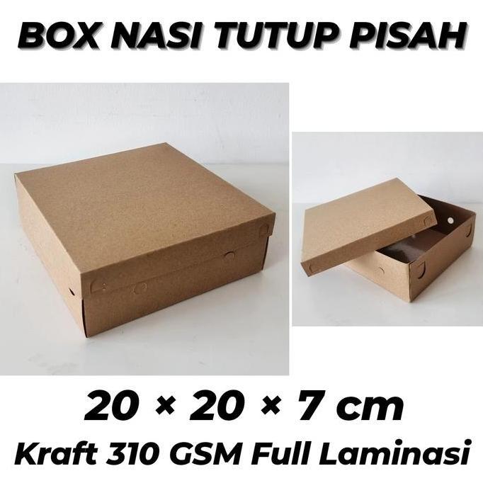 New- BOX CATERING TUTUP PISAH FULL LAMINASI 20x20x7 / DUS NASI KOTAK