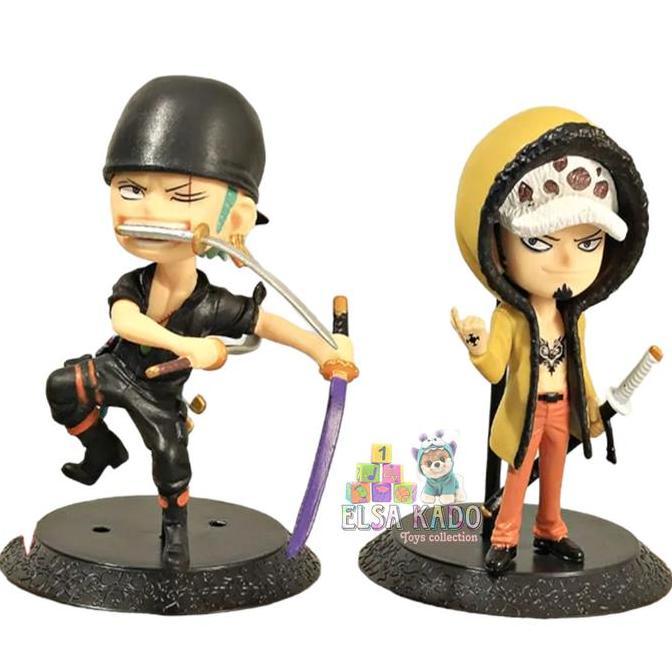 Action Figure One Piece Chibi Set 6 Pcs Law Boa Zoro Luffy Chopper Sabo Stand Mode