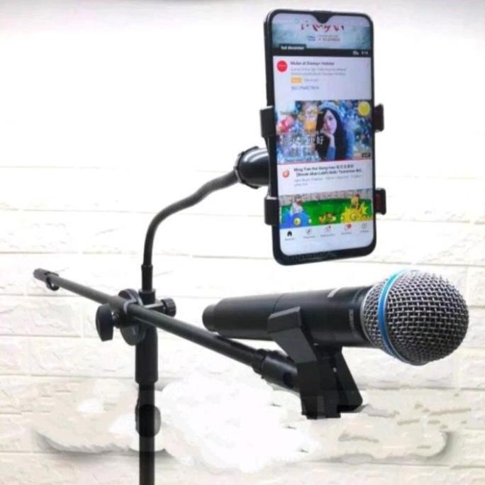 stand mic noise HT 102 stand berdiri plus holder hp Besi Microphone Mikrofon Promo Premium