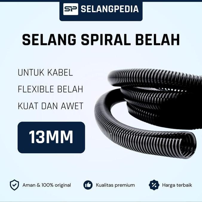 Selang Spiral Belah 13 mm 1/2 inch Corrugated Flexible PVC Split Tubing Untuk Kabel Listrik Pipa Mob