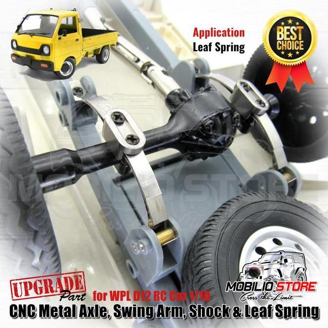 Upgrade Full Set CNC Metal Axle Swing Arm Shock & Leaf Spring WPL D12 [terbaik]