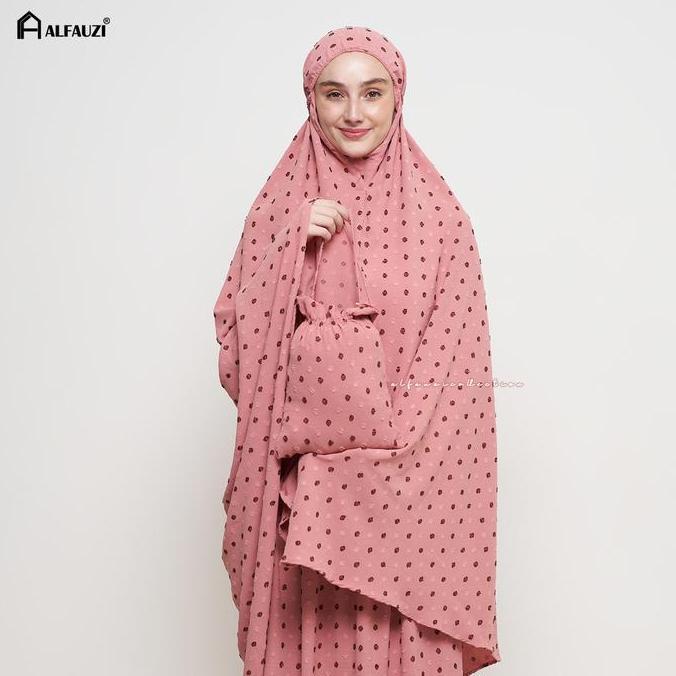 Alfauzi - Mukena Dewasa Crinkle Dot Twotone Uragiri Airflow Premium Pouch Panjang Variasi Bawahan Le