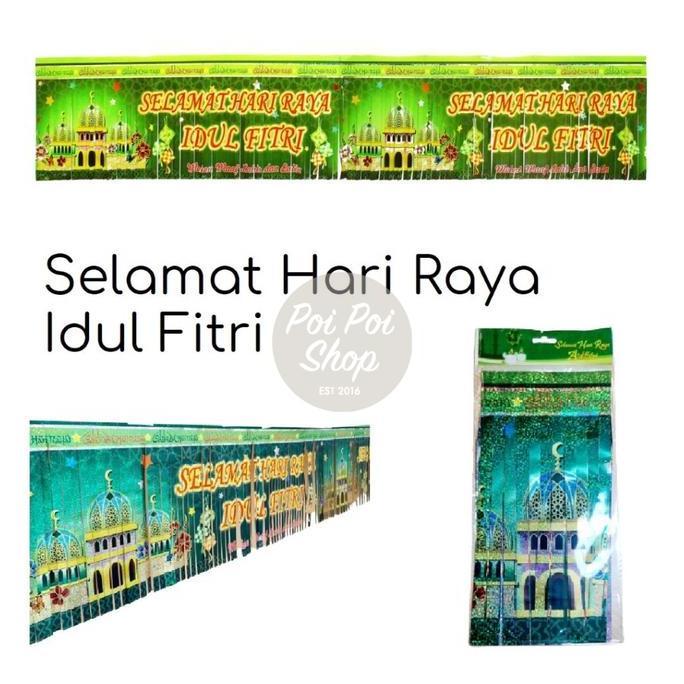 ```````] Banner Backdrop Idul Fitri Selamat Hari Raya Premium Foil Idul Fitri