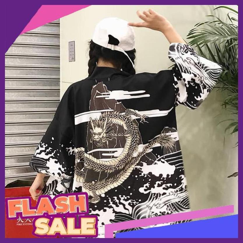 Cod Kim-09 Loose Kimono Jepang Satin Printing Motif Naga Import Dr-02