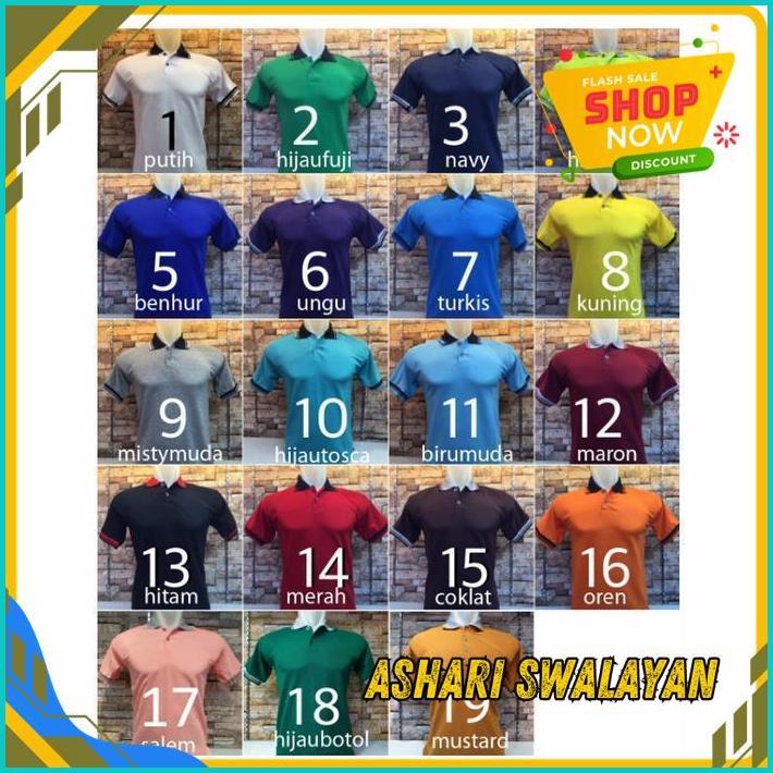 KAOS POLO TSHIRT BAJU KERAH POLOS KOMBINASI SABLON BORDIR PRIA WANITA COSTUM LOKAL INDONESIA