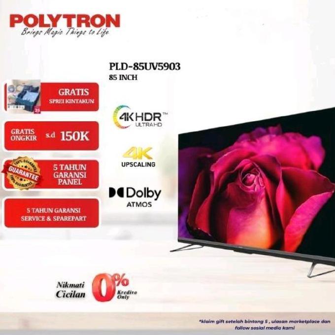Terlaris Polytron Pld-85Uv5903 Google Tv 85 Inch Uhd 4K Miniled Ouantum