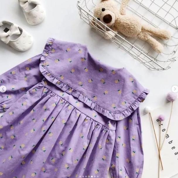 New- Lavender Collar Dress | Dress Import anak warna Lilac | Dress ungu