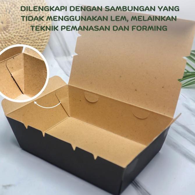 New- paper lunch box kotak makan kertas 315 gr tanpa rakit hitam size M