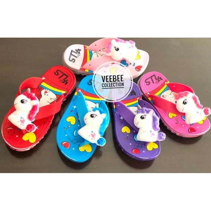 Ready oke] Sandal jepit lampu Unicorn anak perempuan/ sandal lampu anak Unicorn
