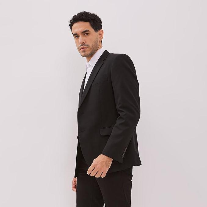 Alisan Jas Lengan Panjang Hitam Reguler Slimfit