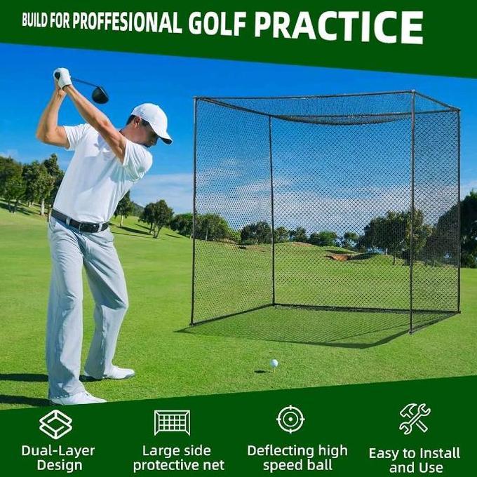 Toko_Karangjaya - Paket Net Driving Golf Mini 2x2x2 m Pipa Besi + Rumput Sintetis Matras Target 1.5x