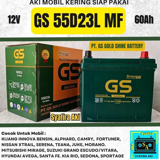 filhamseller - aki mobil gs mf 55d23l 12v 6ah accu kering