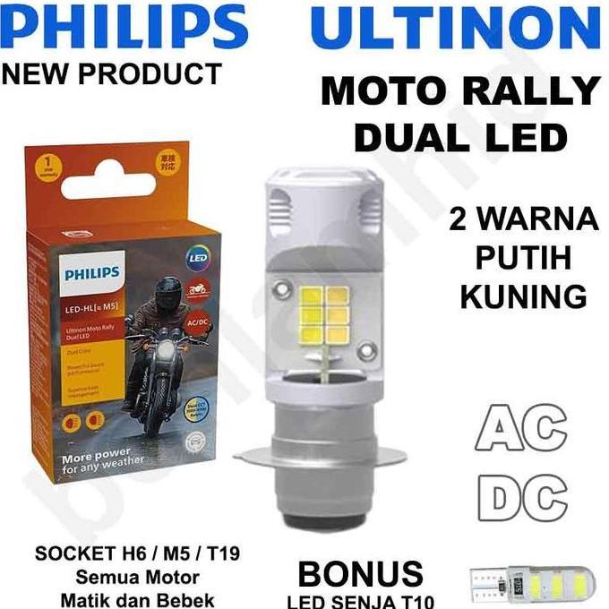 Promo LED Motor JUPITER Z Philips Ultinon Moto Rally Dual LED H6 M5 T19 2Warna AC DC Bohlam Lampu LE