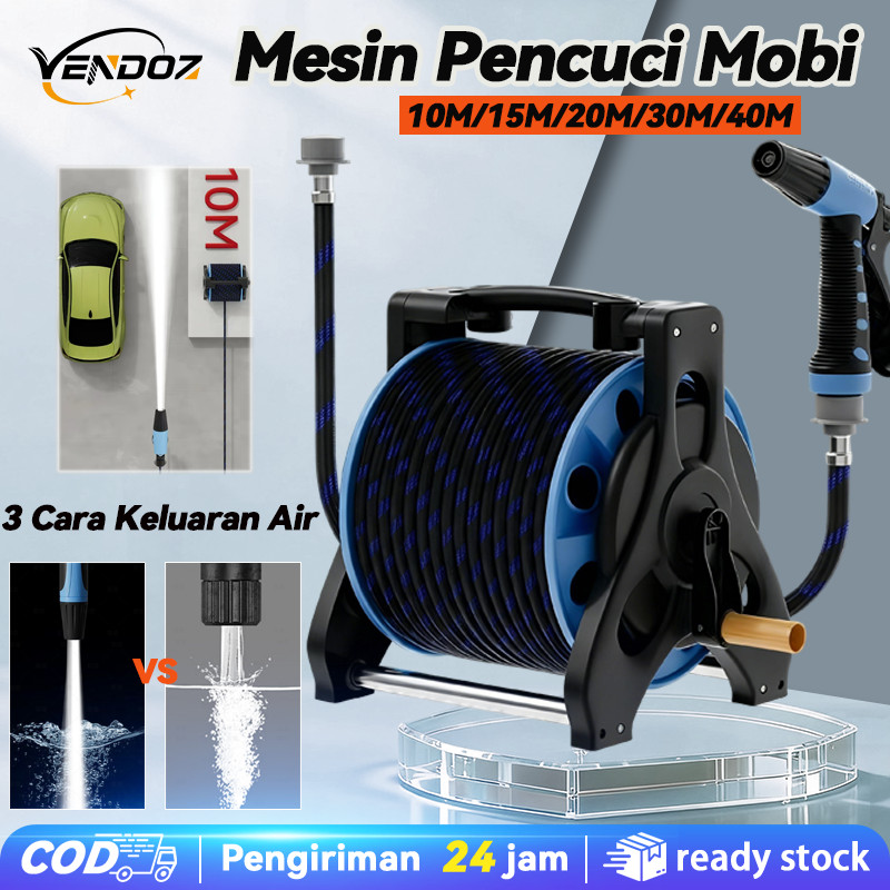 Set Semprotan Selang Air Gulung Fleksibel Hose Reel Air Gulungan Selang Portable 10-40M Reel Holder 