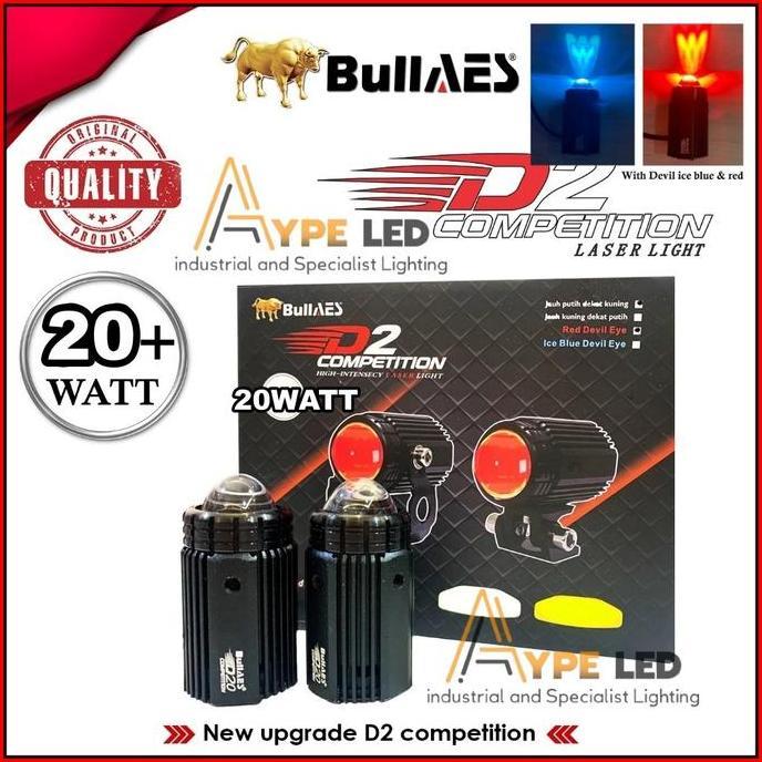 Promo ORIGINAL BULLAES D2 LASER 20 WATT BULLAES WATERPROOF | LAMPU TEMBAK LASER AES | LAMPU KABUT 2 