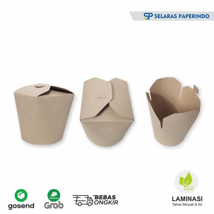 New- food pail mangkok rice box kraft take away box tempat makan paper rice