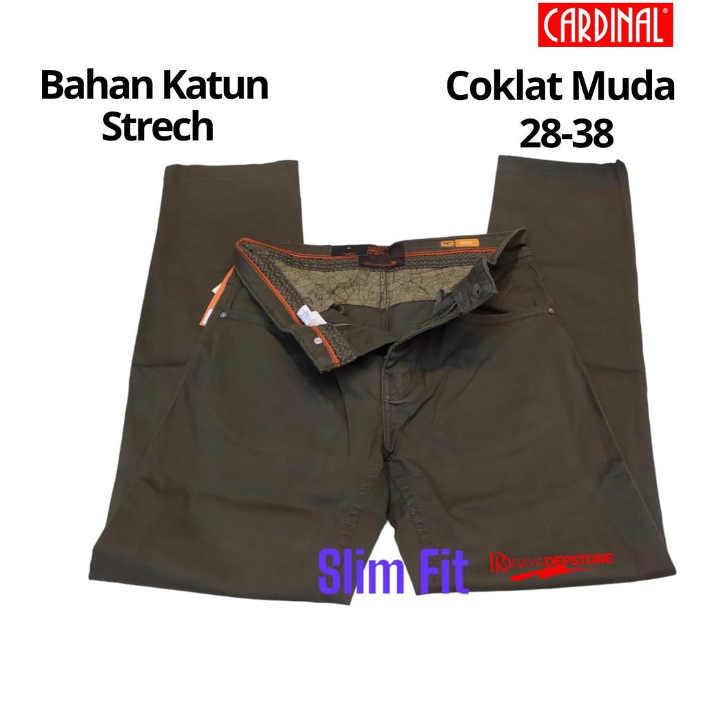 Sale Celana Casual Cardinal / Celana Canvas Cardinal Slim Fit Terkini - Coklat Muda