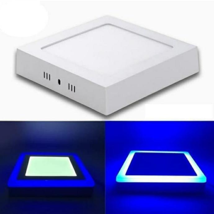 Lampu Downlight LED Panel Kotak 2 Warna 6 W + 3 Watt Putih Biru Inbow