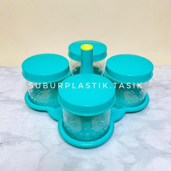 Toples Set Nampan Universal Kelap Kelip Kecil Isi 4 Pcs 800ml | Bahan Mika Akrilik Toples Snack Kue 