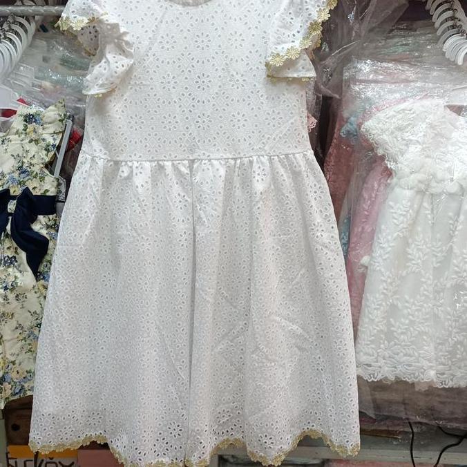 New- Dress Anak warna Putih Bersih KING KIDS umur 2 - 8 Tahun PREMIUM.