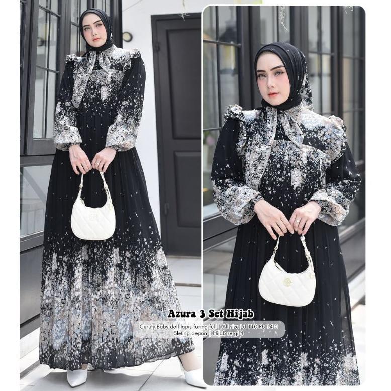 AH FORMOSA AZURA SET HIJAB GAMIS WANITA || SET GAMIS HIJAB MODEL TERBARU DRESS PESTA MEWAH