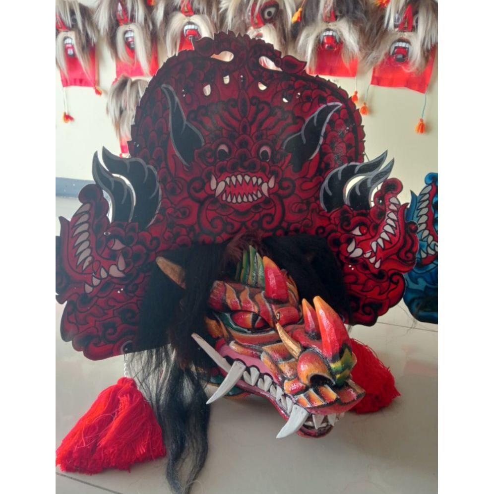 Barongan Devil Anak Kayu Ukuran 18-20 Warna Biru Merah Dskn11