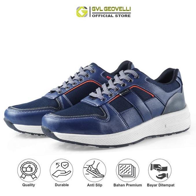 Gvl Geovelli Marco Nevy Sepatu Sneakers Pria Lari Olahraga Cowok Kuliah Sport Running Sneaker Casual